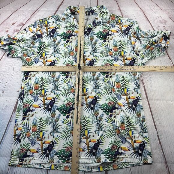 Royal & Awesome Polo Shirt Mens Tropical Stretch Bird Parrot Pineapple Golf XL - Picture 5 of 9